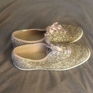Keds with Kate Spade Rose Gold  Lace-Up Sneakers in Rose Gold, size 8